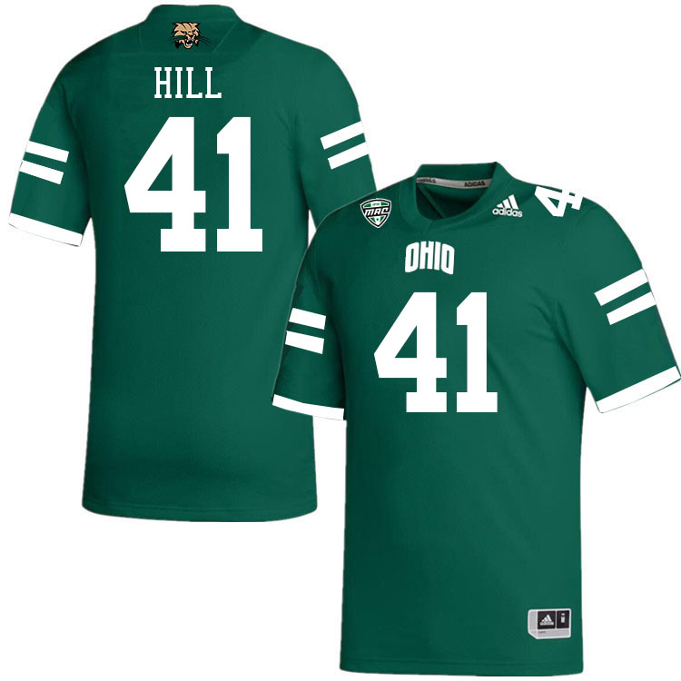 Ohio Bobcats #41 Creed Hill College Football Jerseys Stitched-Green